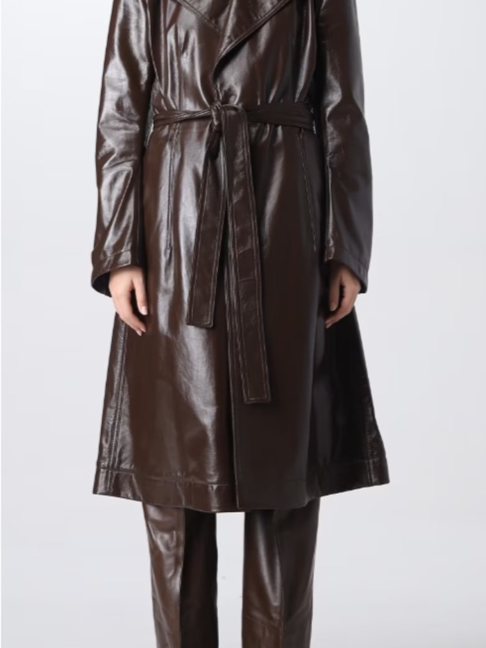 Bottega Veneta Brown Leather Belted Trench Coat (NWT) - Picture 4 of 13